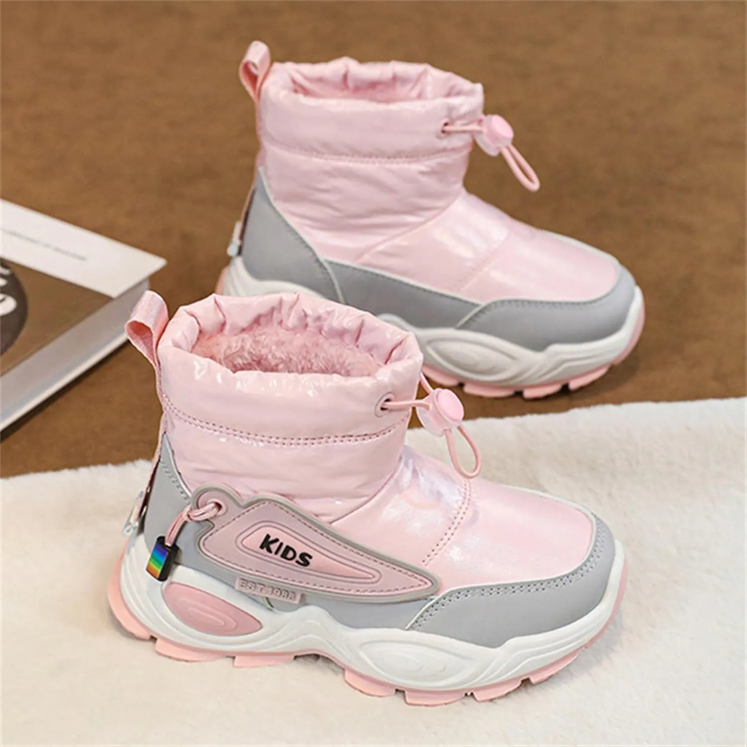 Kids Padded Snow Booties Baby Girls Boys Outdoor Warm Thick Boots Shoes Winter 𝐖aterproof Comfy Non Slip Chunky Shoes