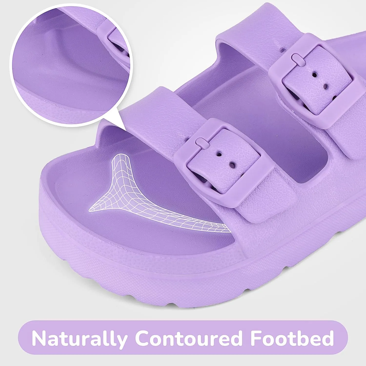 Kids Slides Sandals Adjustable Buckle Boys Girls Slides for Beach