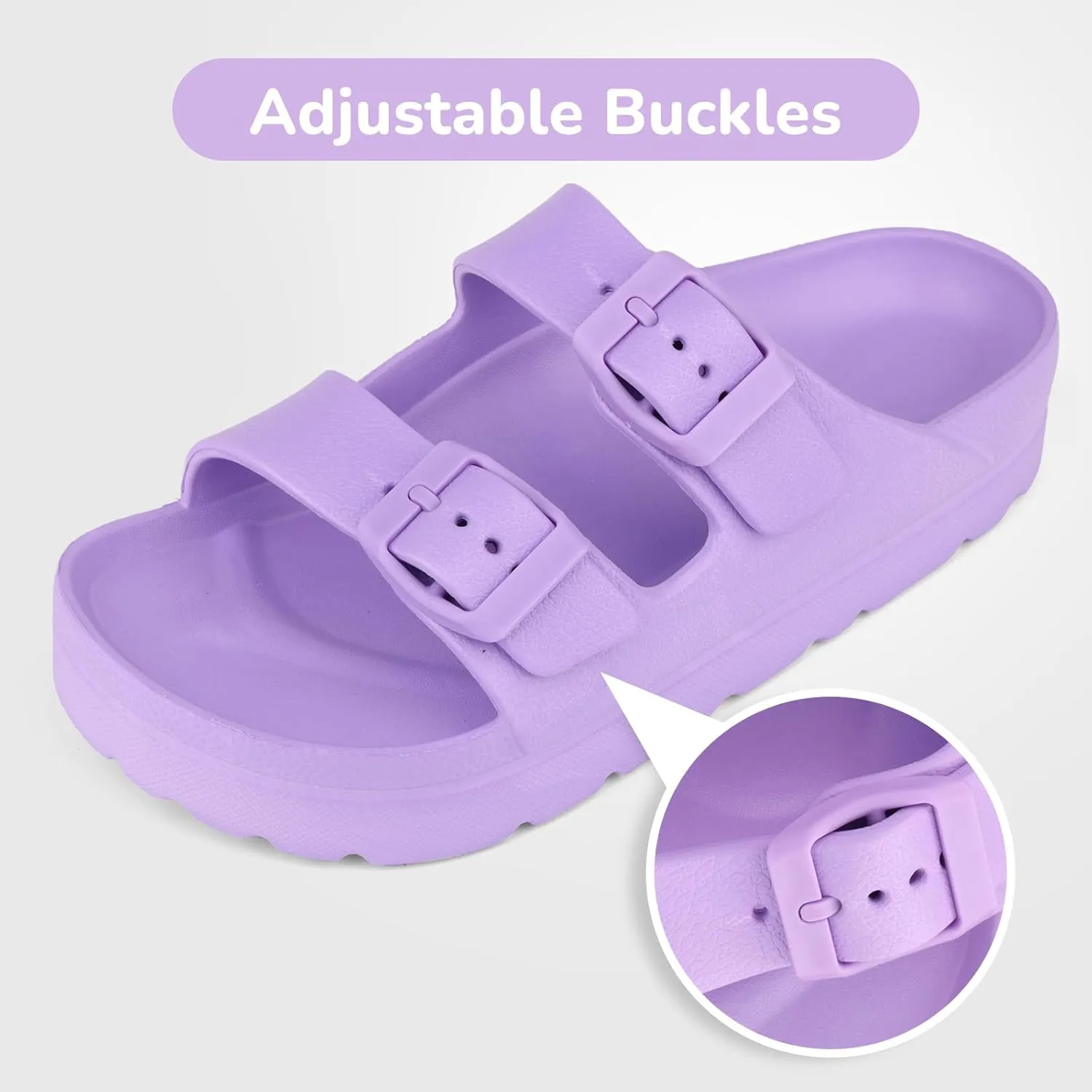 Kids Slides Sandals Adjustable Buckle Boys Girls Slides for Beach