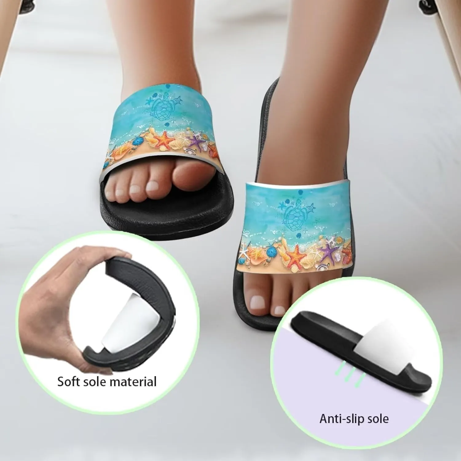 Kids Slides Sandals Non-slip Beach Slides for Girls Boys Waterproof