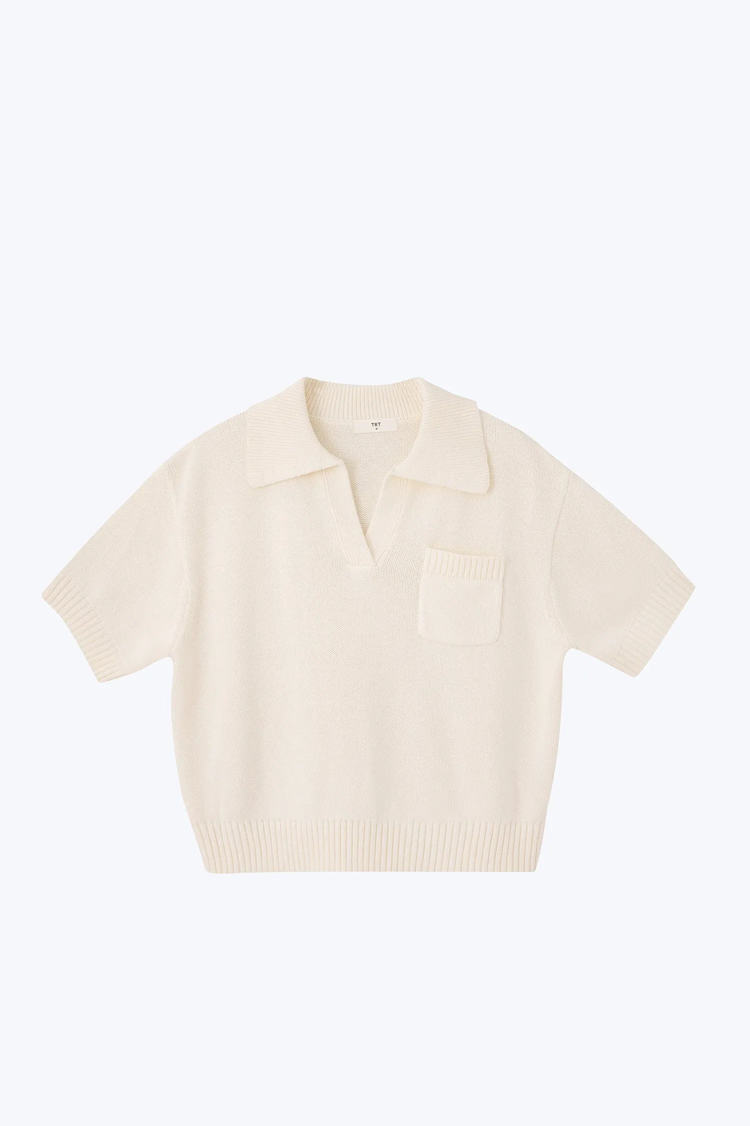 Knitted Polo Tee - Cream