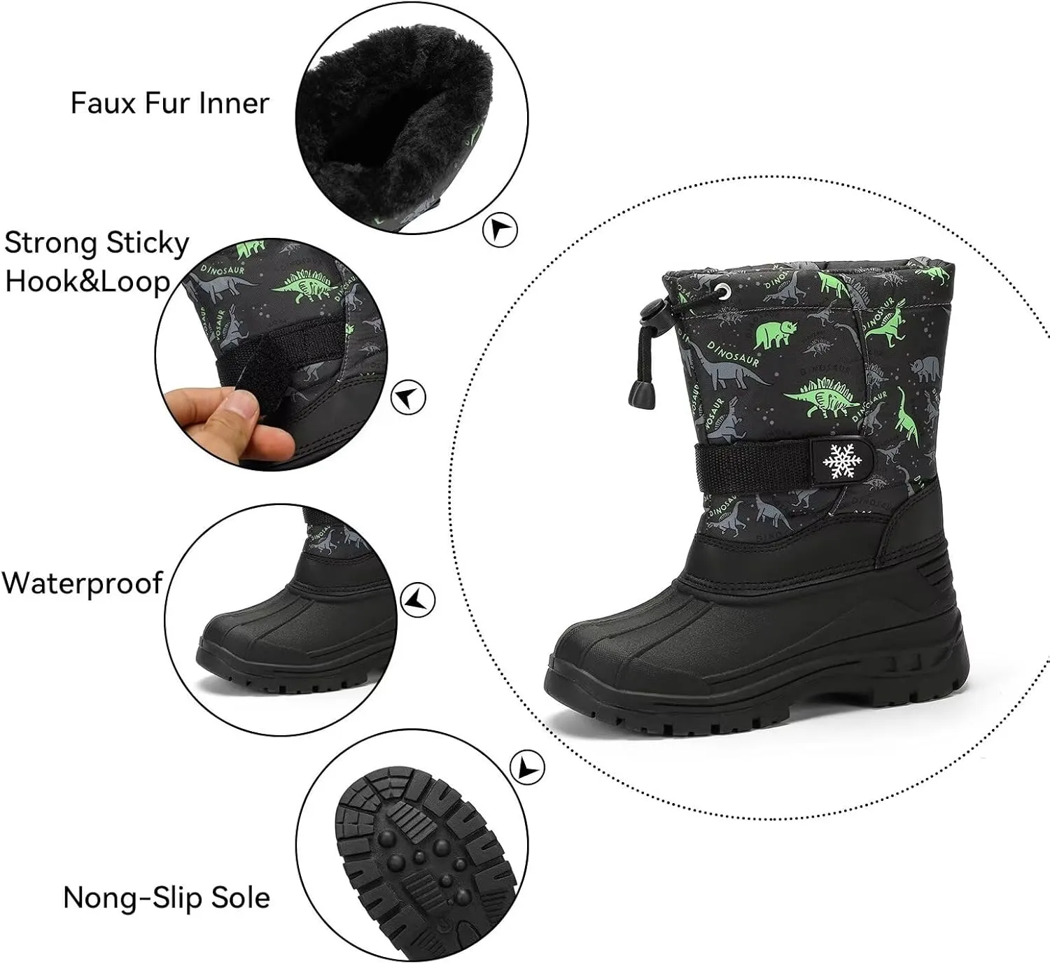 koppu Boys Girls Snow Boots Kids' Waterproof Snow Boots for Winter Slip Resistant Cold Weather Shoes