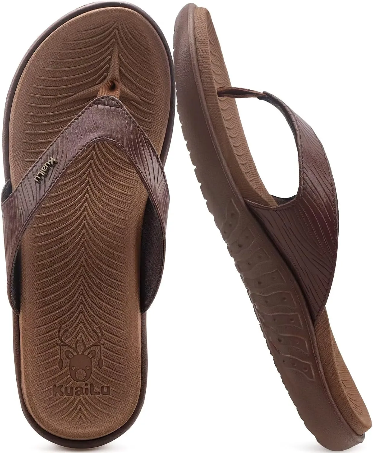 KuaiLu Flip Flops For Women Ladies Orthotic Yoga Mat Cushion Sandals Dressy Womans Lightweight Summer Slip On Beach Thong Sandles with Comfortable Arch Support (US Size 5-12)