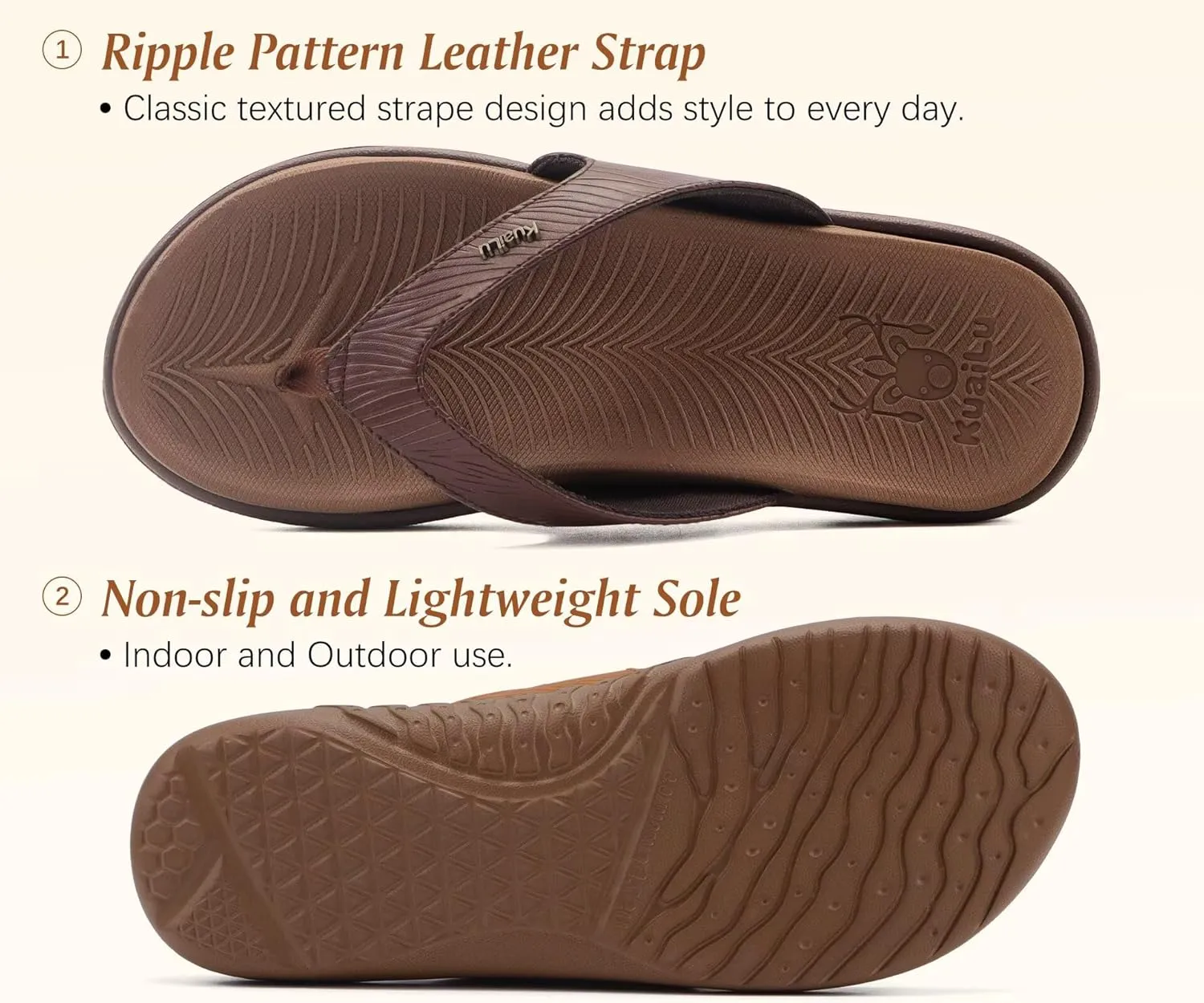 KuaiLu Flip Flops For Women Ladies Orthotic Yoga Mat Cushion Sandals Dressy Womans Lightweight Summer Slip On Beach Thong Sandles with Comfortable Arch Support (US Size 5-12)