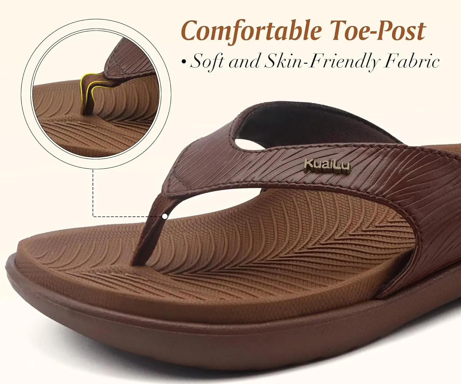 KuaiLu Flip Flops For Women Ladies Orthotic Yoga Mat Cushion Sandals Dressy Womans Lightweight Summer Slip On Beach Thong Sandles with Comfortable Arch Support (US Size 5-12)