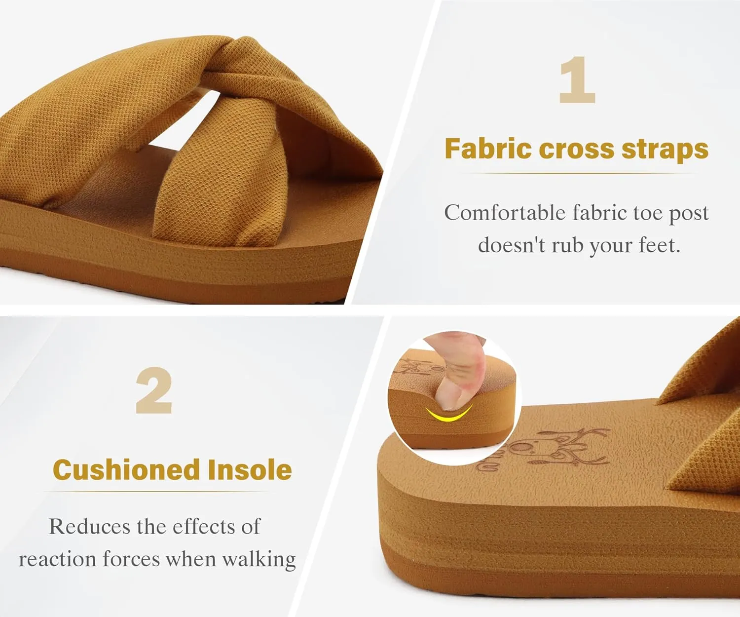 KuaiLu Womens Dressy Sandals with Arch Support Yoga Mat Comfortable Cushion Walking Criss Cross Slides Summer Beach Slip On Indoor Outdoor Slippers