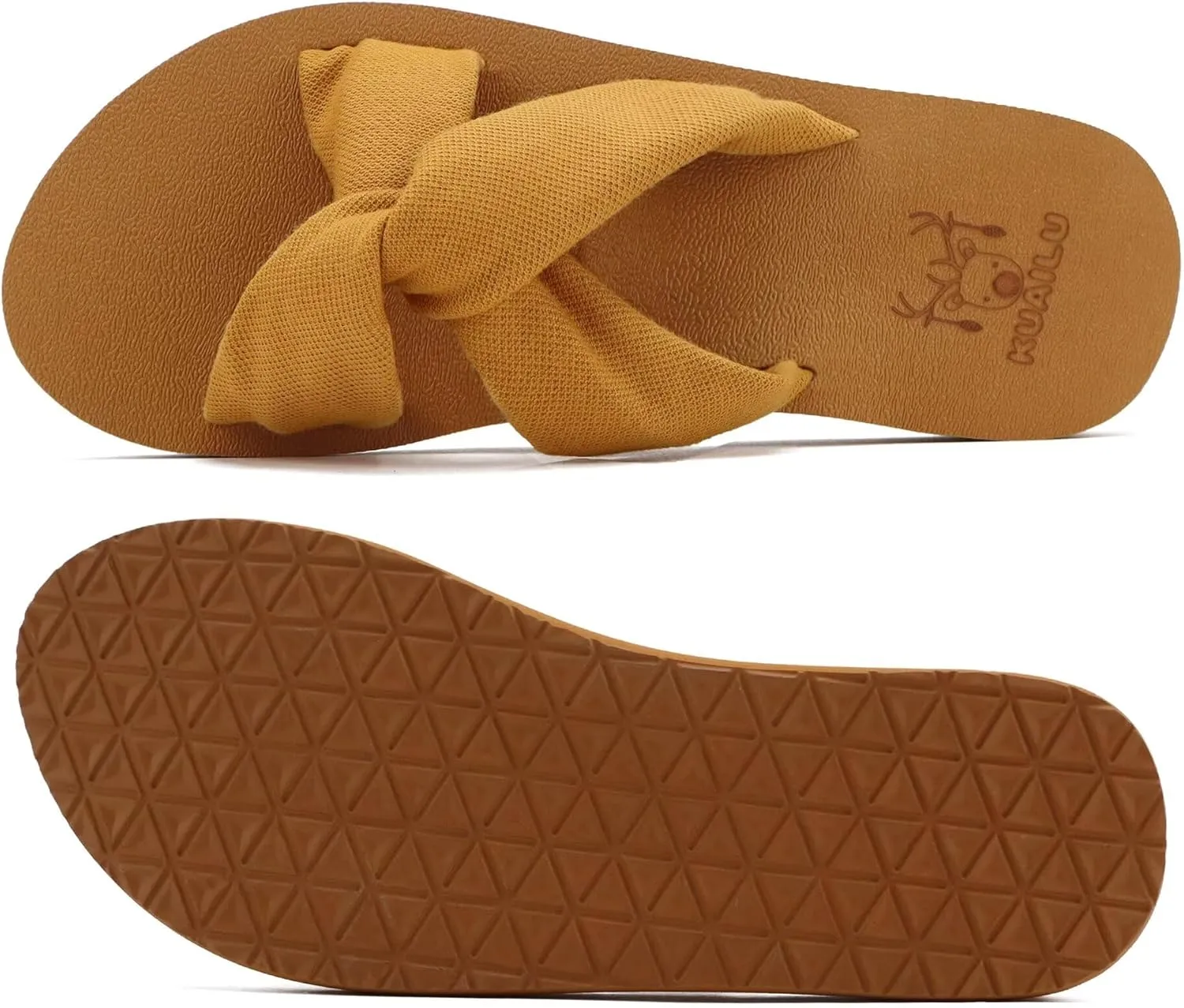 KuaiLu Womens Dressy Sandals with Arch Support Yoga Mat Comfortable Cushion Walking Criss Cross Slides Summer Beach Slip On Indoor Outdoor Slippers