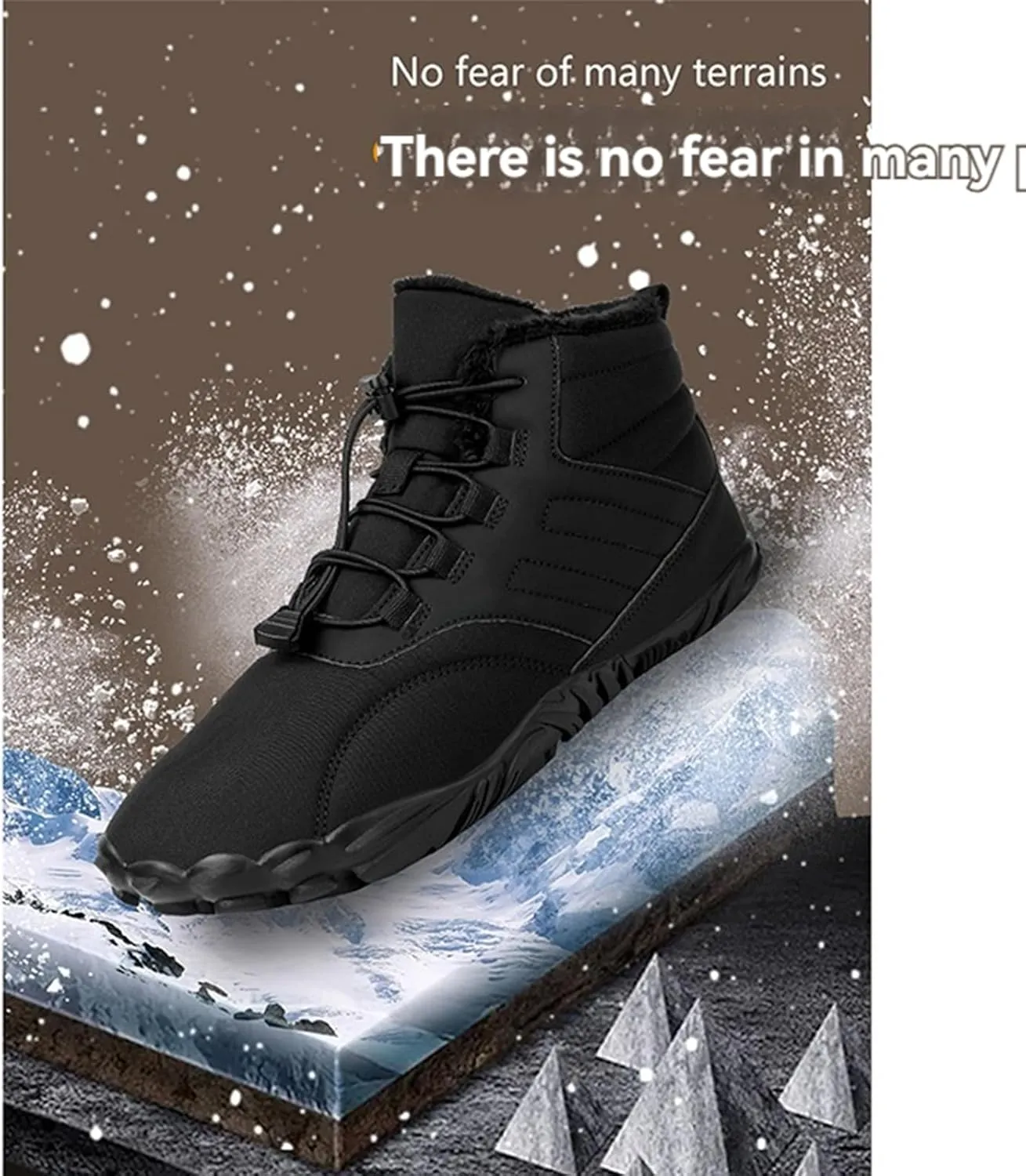 Kubbon Women's Winter Snow Boots Lightweight Fur Lined Thick Warm Adjustable Slip-On Shoes Zero Drop Boots Wide Toe Box Toes Shoes Waterproof Outdoor Hiking Sneakers