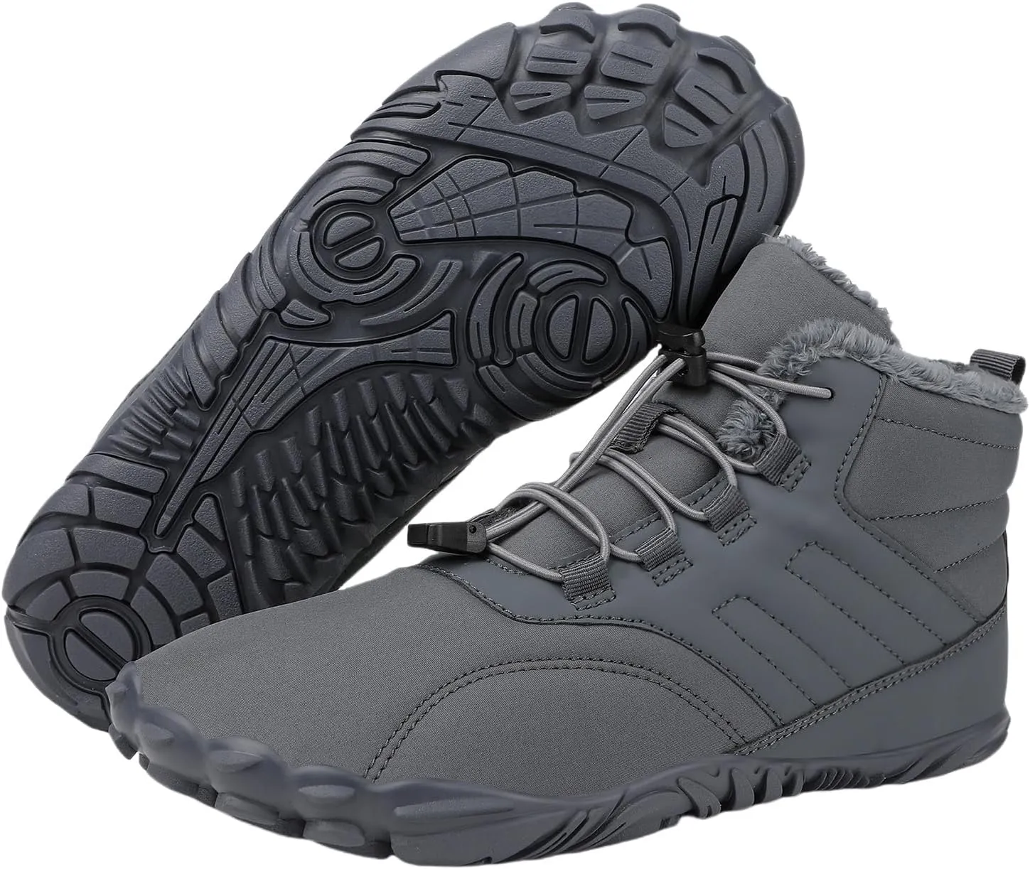 Kubbon Women's Winter Snow Boots Lightweight Fur Lined Thick Warm Adjustable Slip-On Shoes Zero Drop Boots Wide Toe Box Toes Shoes Waterproof Outdoor Hiking Sneakers