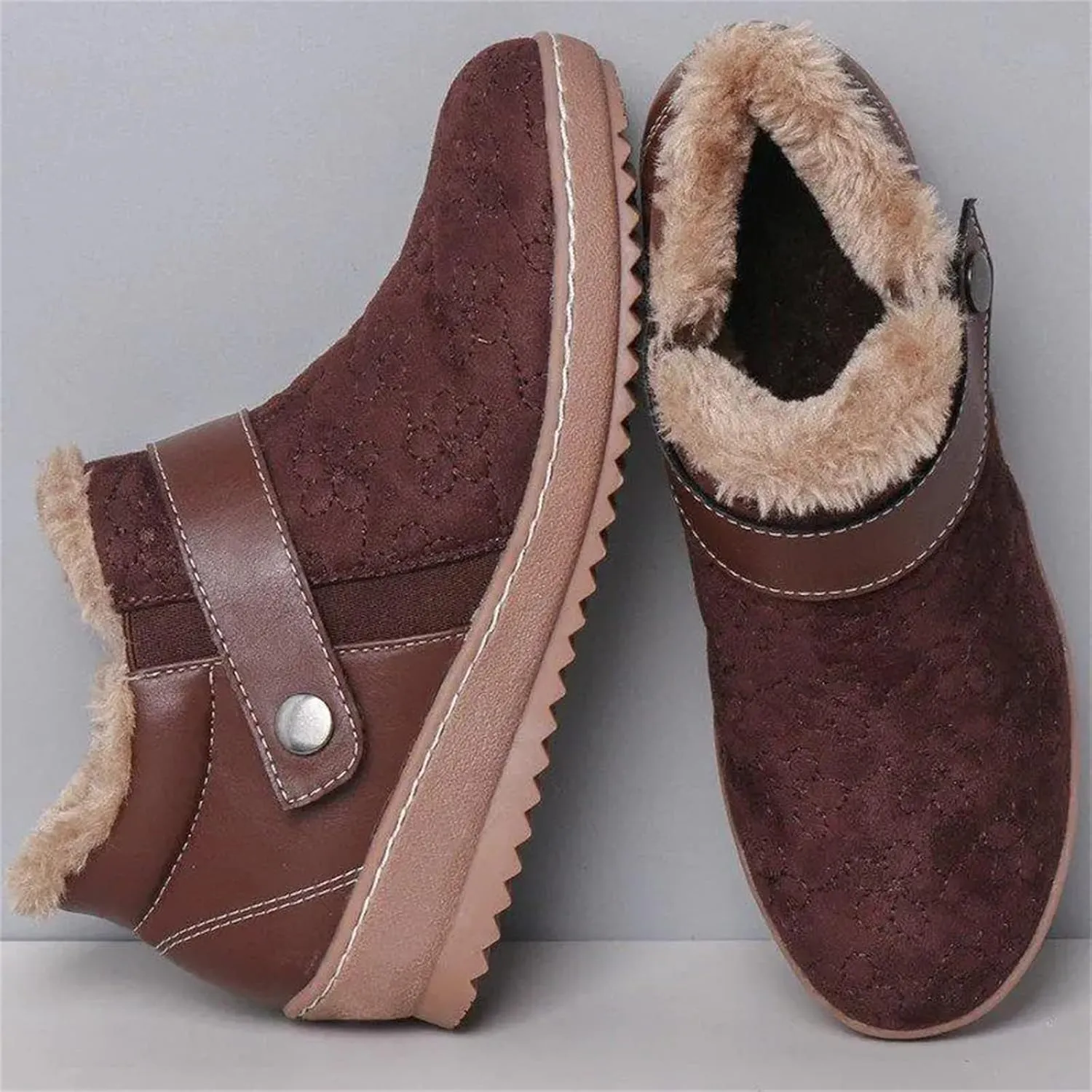 Ladmiple Boots For Women Ankle Booties Winter Snow Boots Warm Comfortable Slip On Outdoor Fur Lined Thickening Walking Shoes