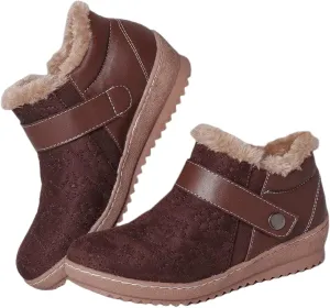 Ladmiple Boots For Women Ankle Booties Winter Snow Boots Warm Comfortable Slip On Outdoor Fur Lined Thickening Walking Shoes