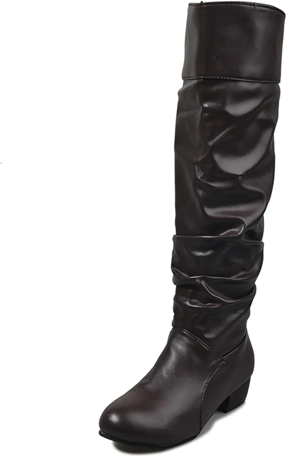 Ladmiple Fall Boots Women Wide Calf Knee High Boots Sexy Cone Heel Zipper Fashion Elegant Slouchy Cowboy Cowgirl Boots