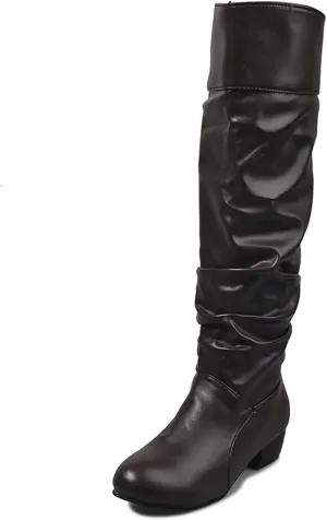 Ladmiple Fall Boots Women Wide Calf Knee High Boots Sexy Cone Heel Zipper Fashion Elegant Slouchy Cowboy Cowgirl Boots