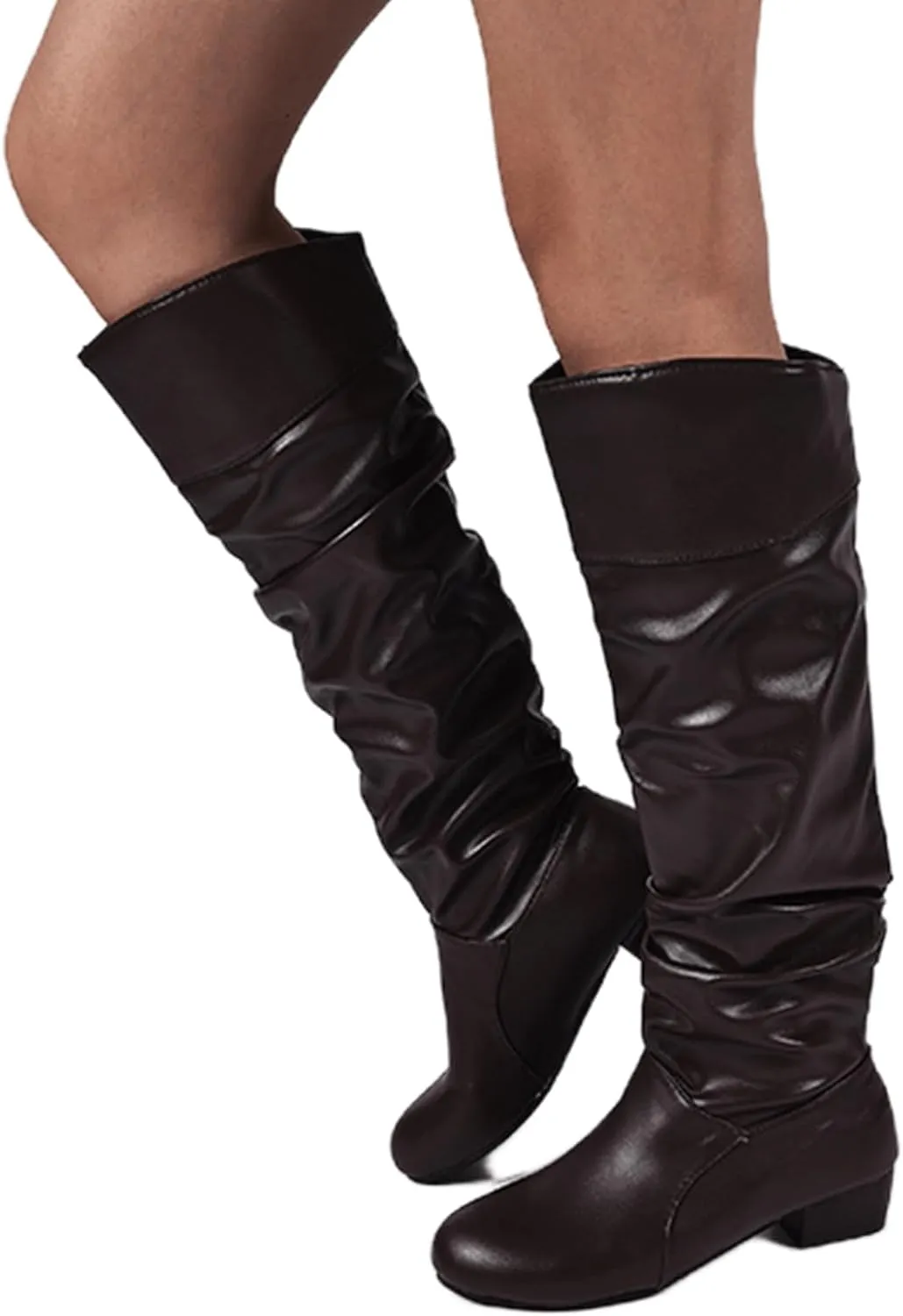 Ladmiple Fall Boots Women Wide Calf Knee High Boots Sexy Cone Heel Zipper Fashion Elegant Slouchy Cowboy Cowgirl Boots