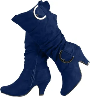 Ladmiple Fall Boots Women Wide Calf Knee High Cowboy Boots Low Cone Heel Slouchy Western Cowgirl Tall boots for Ladies