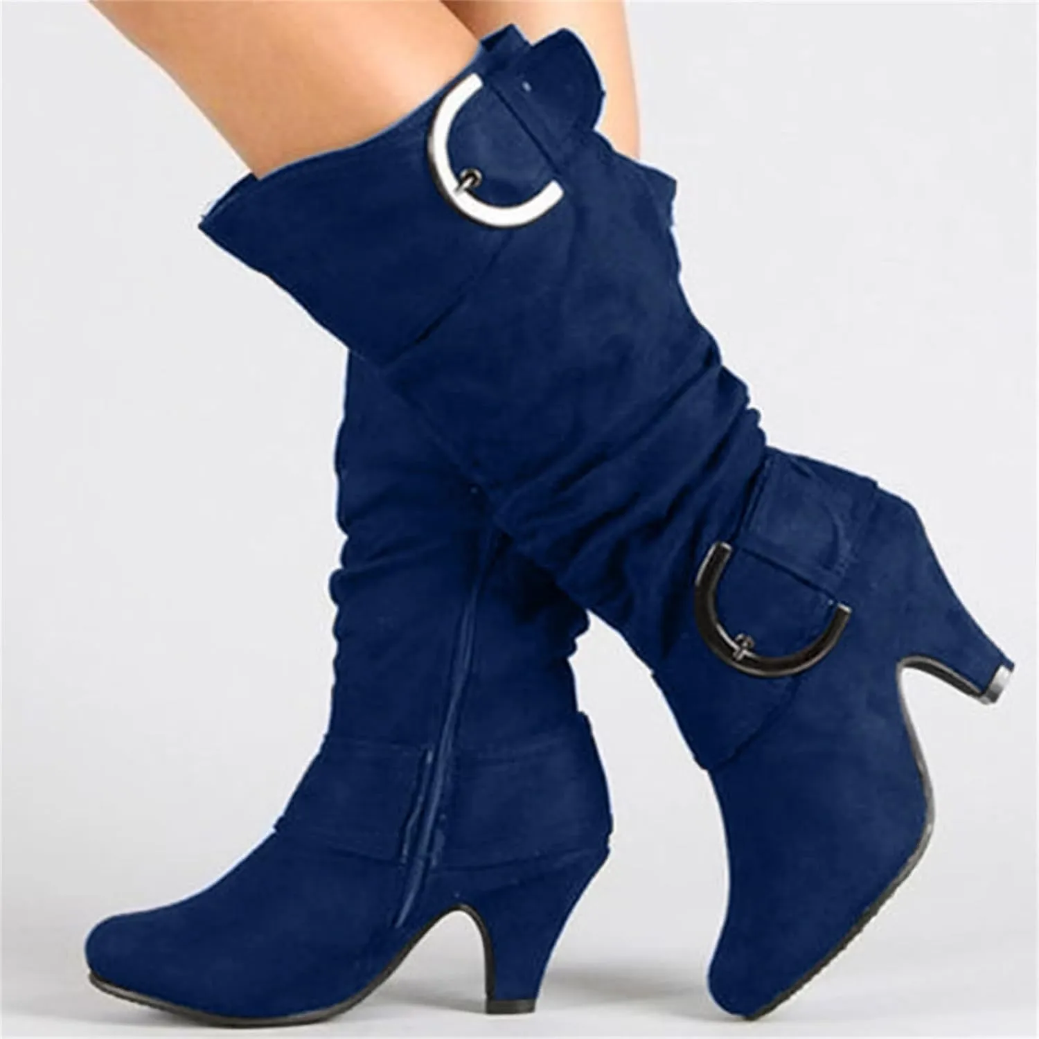 Ladmiple Fall Boots Women Wide Calf Knee High Cowboy Boots Low Cone Heel Slouchy Western Cowgirl Tall boots for Ladies