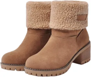 Ladmiple Snow Boots For Women Tall Mid Calf Winter Boots Warm Fashion Fur Lined Thickening Outdoor Comfortable Shoes