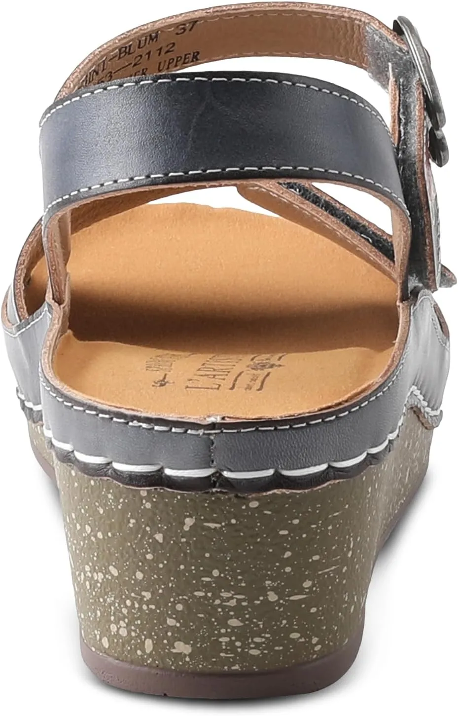 L'Artiste Women's ROSHNI Slingback Sandals – Hand-Painted Leather Floral Wedge with Adjustable Comfort Straps