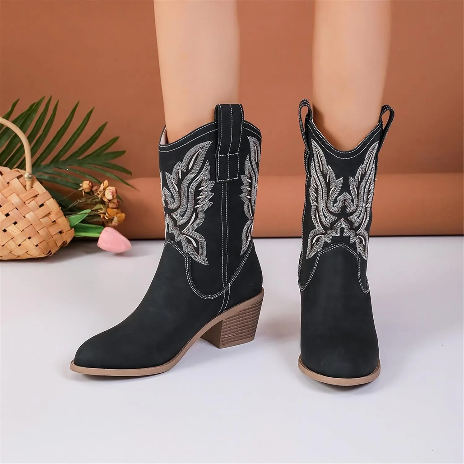 Lausiuoe Boots For Women Ankle Booties Dressy Western Shoes Casual Flat Comfortable Fashion Retro Classic Short Booties