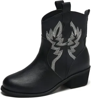Lausiuoe Boots For Women Ankle Booties Flat Heel Fashion Slip On Elastic Western Shoes Casual Combat Short Booties 2024