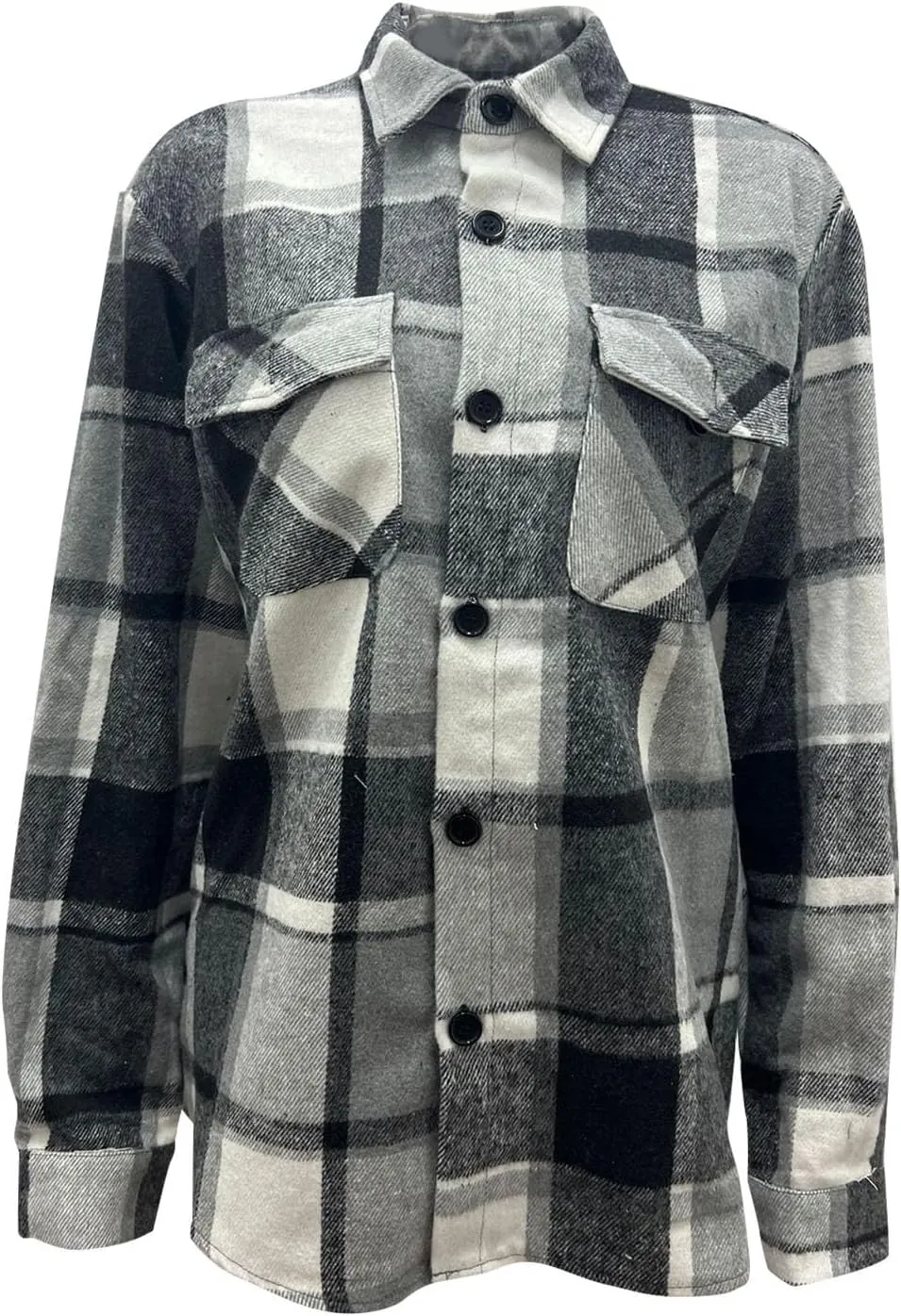 LCMTWX Men's Fleece Lined Flannel Shirt Jacket Sweatshirt Jacket Button Collar Warm Sweater Coat Shirt Plaid Cotton