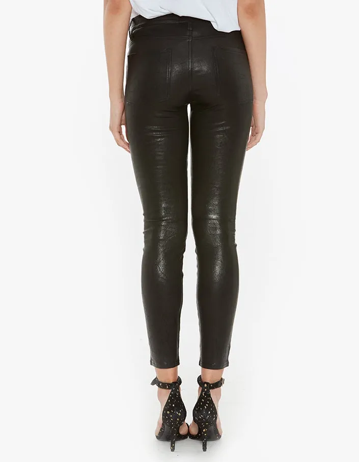 Le Skinny Leather Pant - Washed Noir