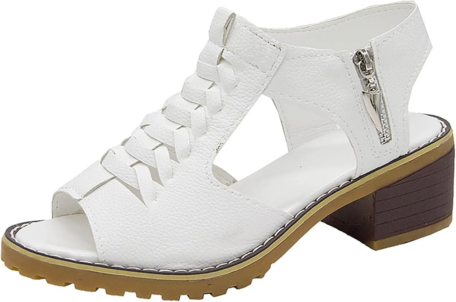 Libiyi Platform Sandals for Women Summer Dressy 2025, Libiyi Open Toe Cutout Zipper Chunky Heeled Wedges Sandals New Hollow Fish Mouth Sandals Slip on Beach Boho Comfortable Outdoor Shoes