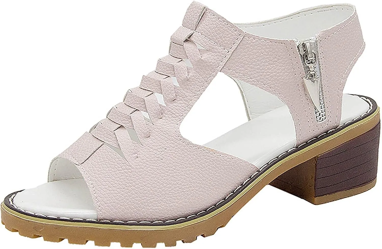 Libiyi Platform Sandals for Women Summer Dressy 2025, Libiyi Open Toe Cutout Zipper Chunky Heeled Wedges Sandals New Hollow Fish Mouth Sandals Slip on Beach Boho Comfortable Outdoor Shoes