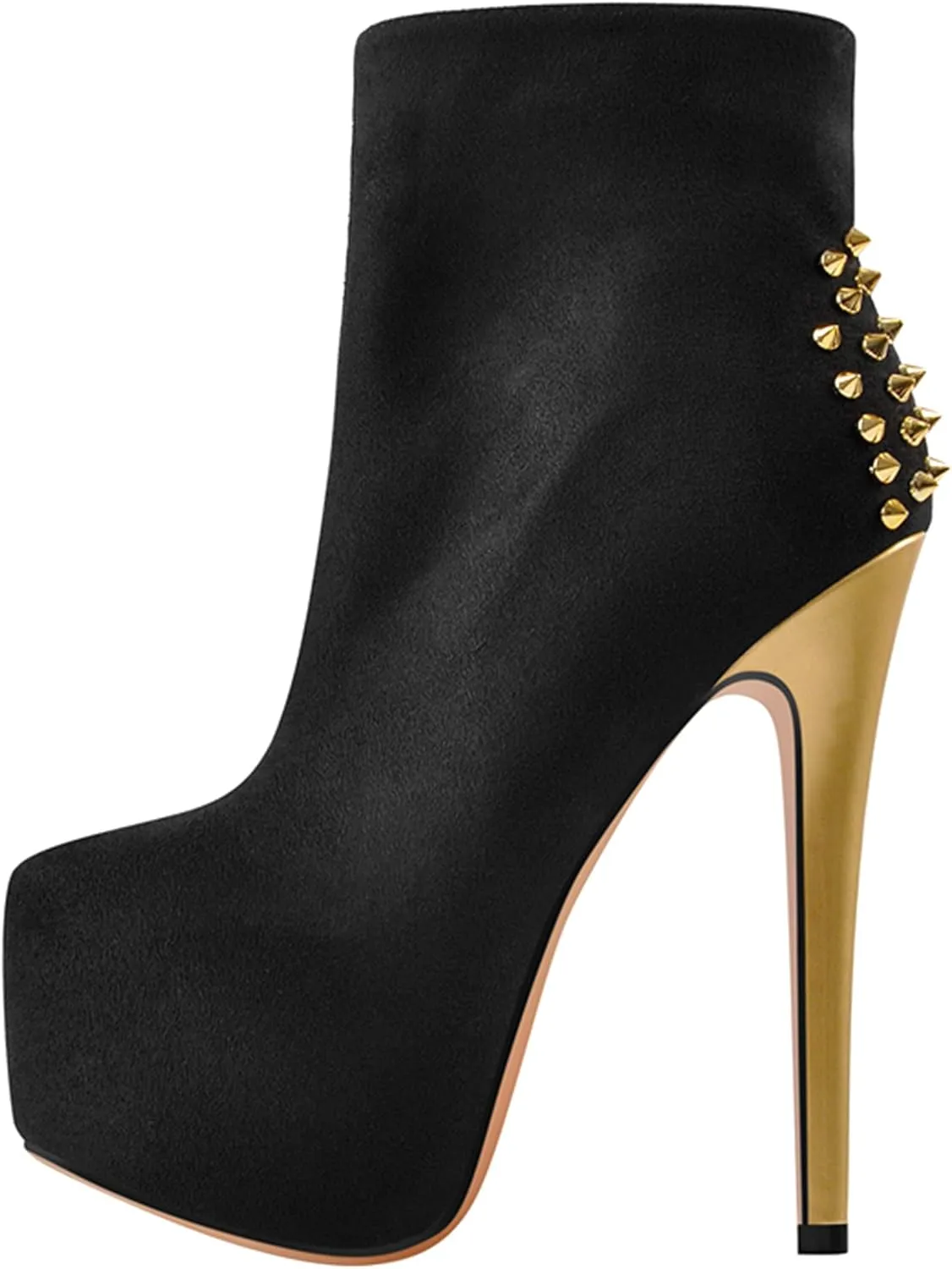 LISHAN Women's Platform 6in Stiletto Heel Black Ankle High Boots