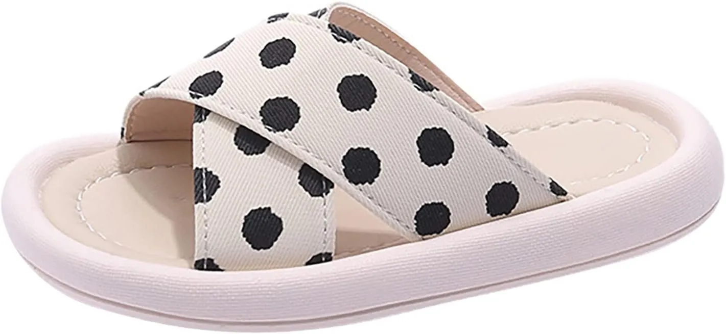 Little Girls Rubber Sandals Polka Dot Soft Casual Shoes Open Toe Outside Wear Slippers Big Girls Sandals