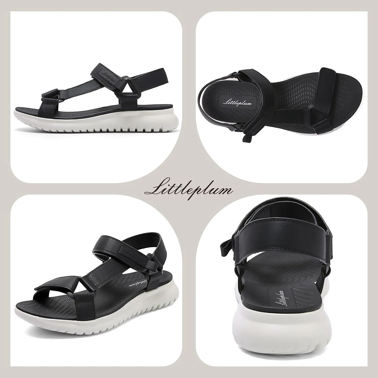 Littleplum Women's Sandals Casual Summer Water Beach Sandals With Arch Support Adjustable Athletic Sandals for Traveling Walking Camping