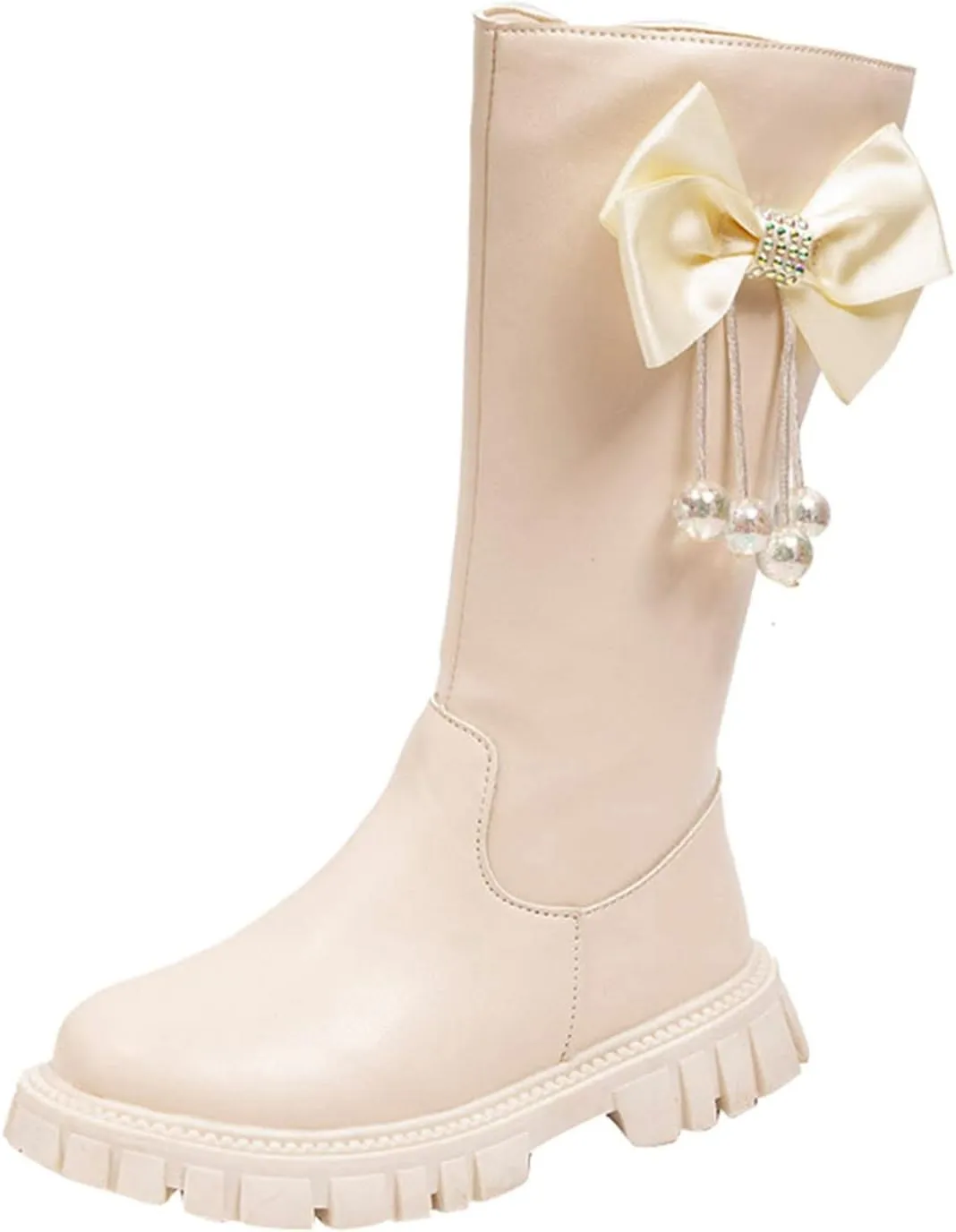 Long Leather Boots For Girls Kids Baby Toddler Zipper Leather Slip On Flat Boots Outdoor 𝐖aterproof Cozy Long Shoes