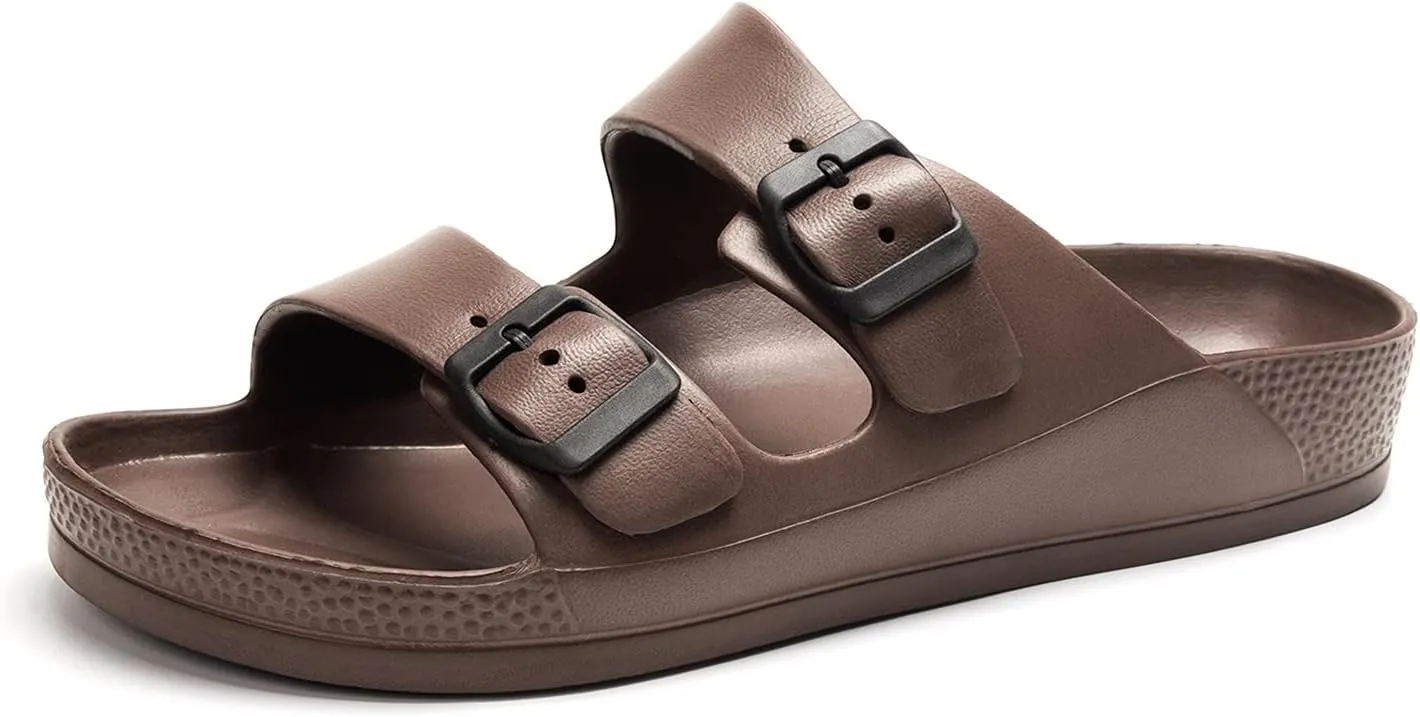 Luffymomo Adjustable Slip on Eva Double Buckle Slides for Mens