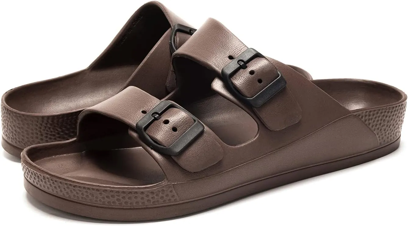 Luffymomo Adjustable Slip on Eva Double Buckle Slides for Mens