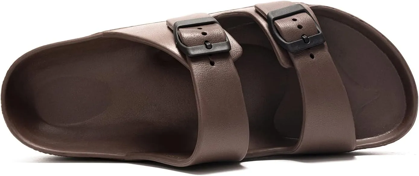Luffymomo Adjustable Slip on Eva Double Buckle Slides for Mens