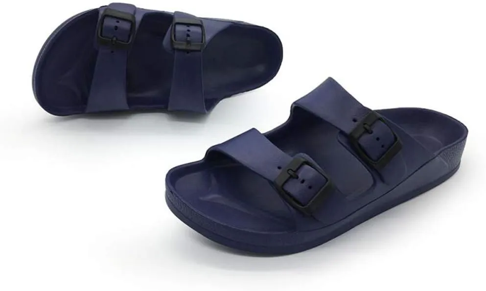 Luffymomo Adjustable Slip on Eva Double Buckle Slides for Mens