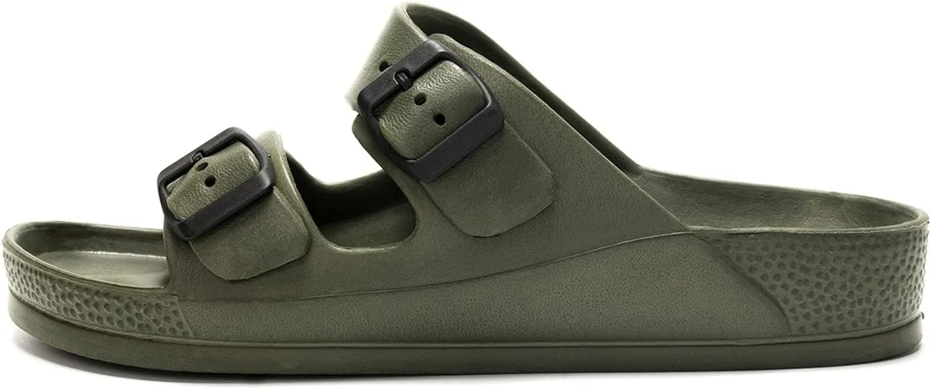 Luffymomo Adjustable Slip on Eva Double Buckle Slides for Mens