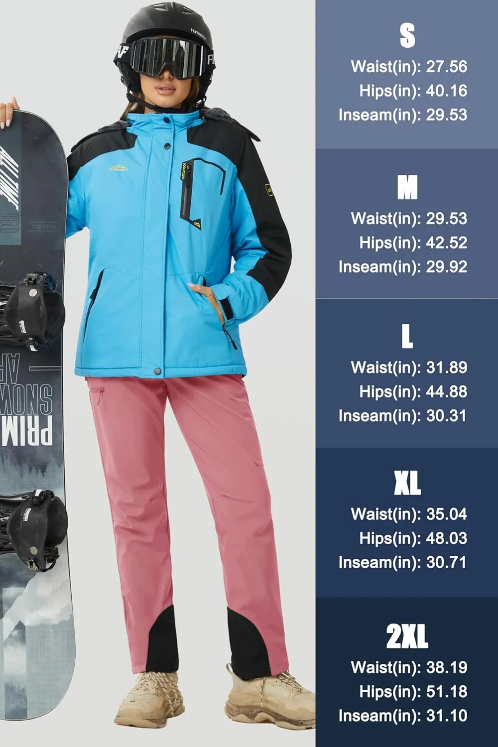 MAGCOMSEN Women's Fleece Lined Winter Hiking Pants Waterproof Insulated Ski Snow Pants Outdoor Hunting Softshell Pants