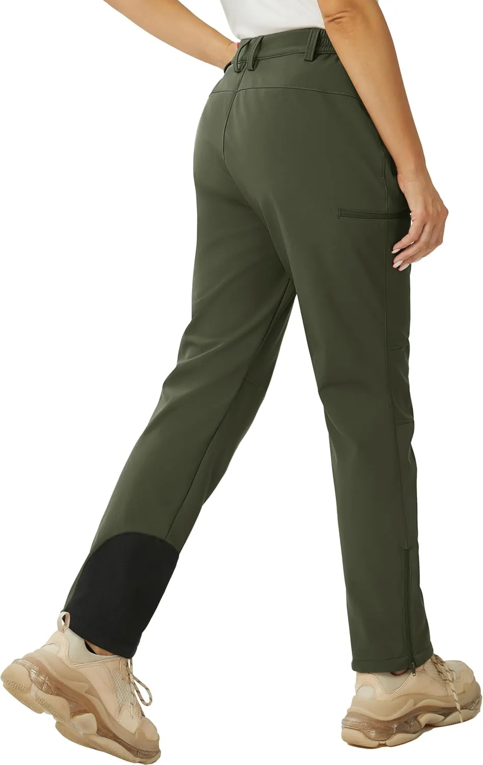 MAGCOMSEN Women's Fleece Lined Winter Hiking Pants Waterproof Insulated Ski Snow Pants Outdoor Hunting Softshell Pants