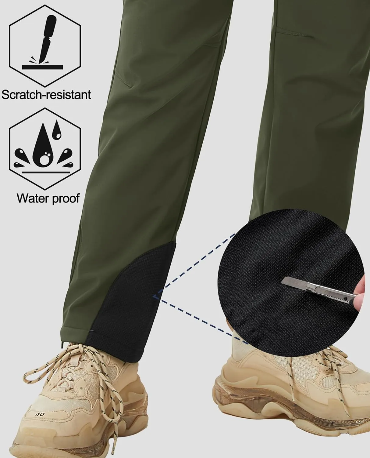 MAGCOMSEN Women's Fleece Lined Winter Hiking Pants Waterproof Insulated Ski Snow Pants Outdoor Hunting Softshell Pants