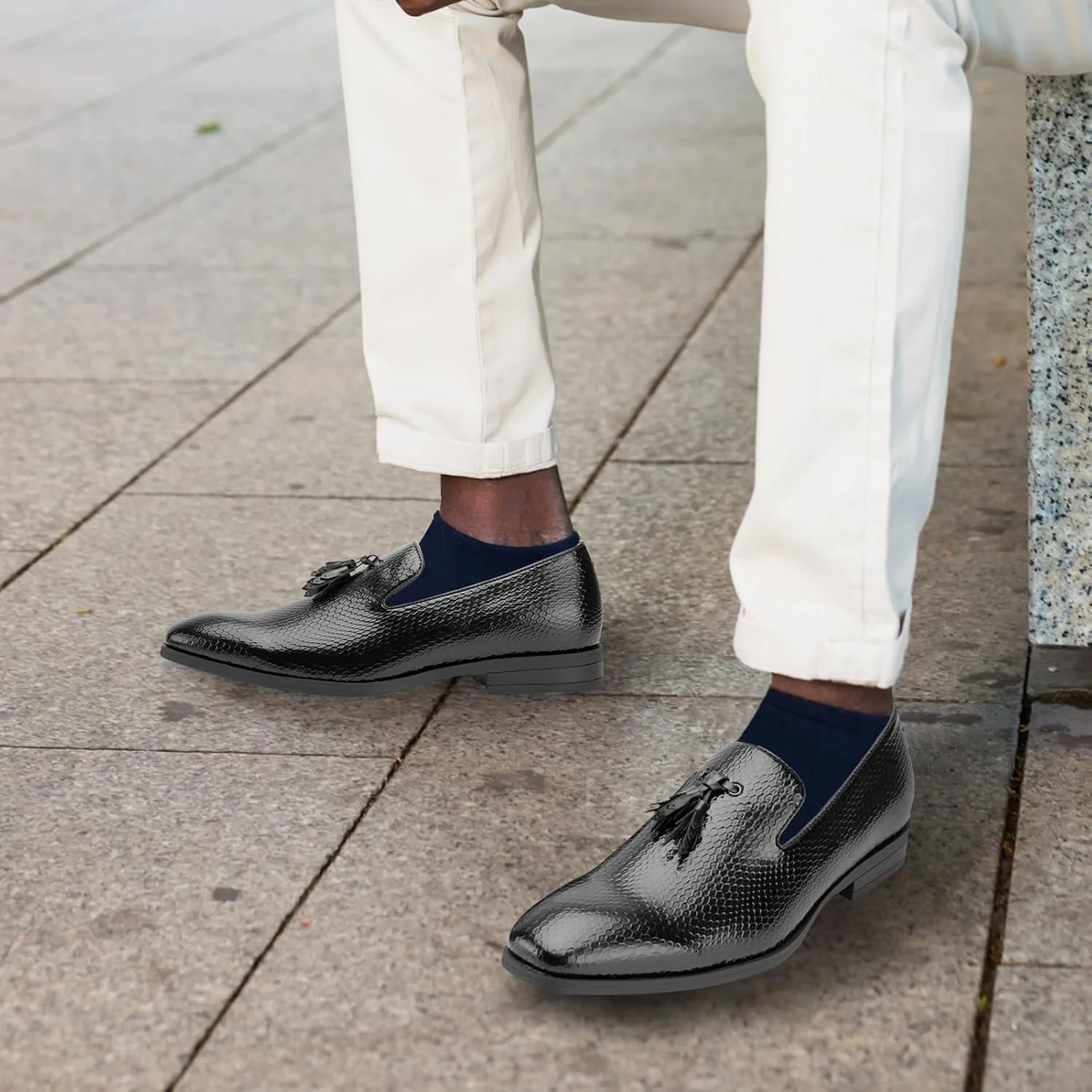 Meijiana Men’s Fashion Loafers Wedding Dress Shoes for Men with Tassel Embellishment