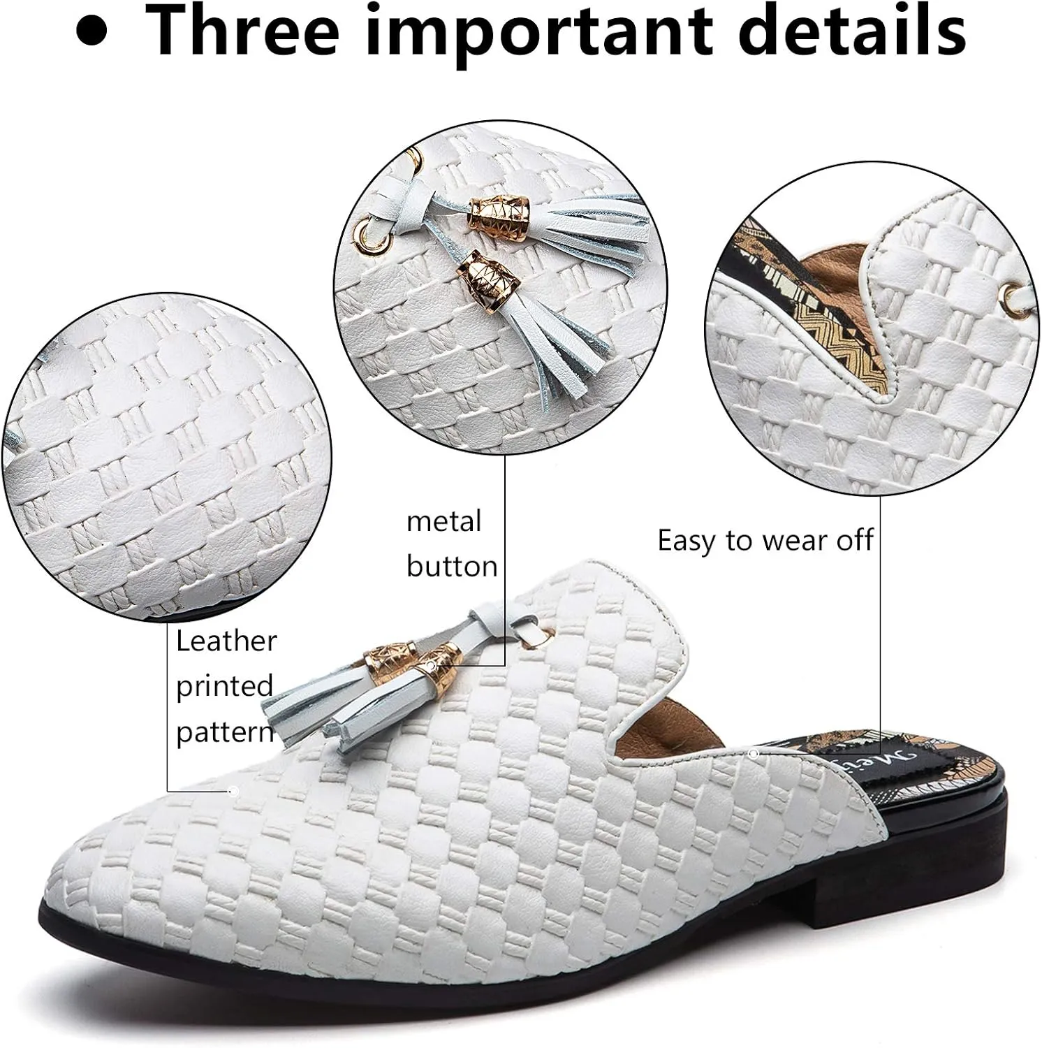 Meijiana Men's Slippers Slip-On Loafers Leather Formal Wear Casual Open Back Sandals