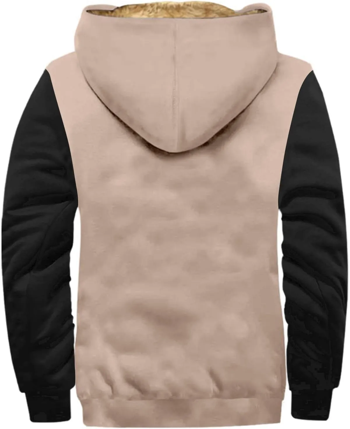 Men Coats Winter Long Sleeve Zipper Hoodies Sherpa Fleece Lined Vintage Print Jackets Fall Winter Coats