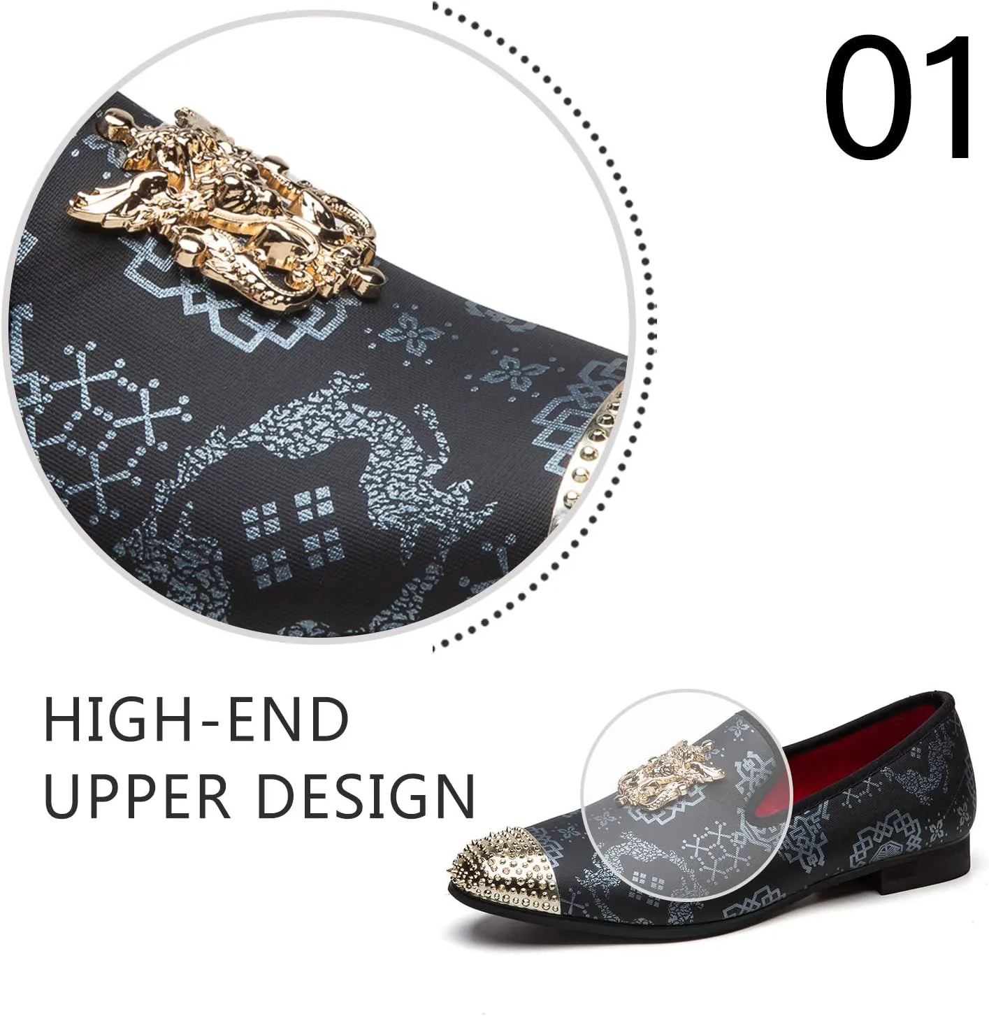 Men Genuine Leather Mens Metallic Textured Slip-on Glitter Loafers Shoes