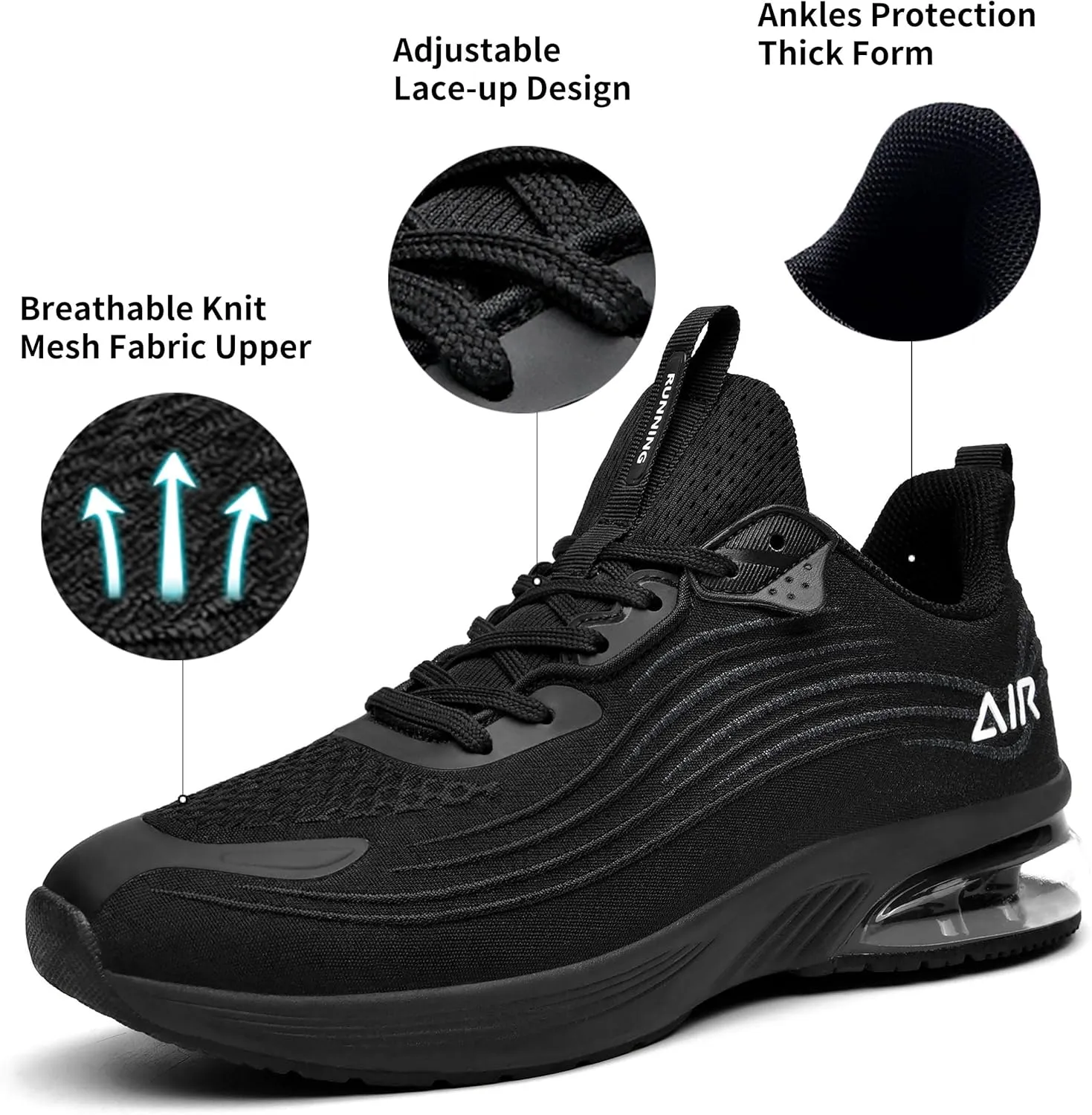 Mens Air Running Shoes Comfortable Walking Tennis Sneakers Lighweight Athletic Shoes for Sport Gym Jogging US 7-12