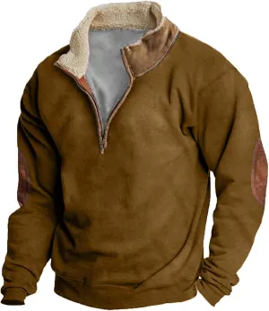 Men's Aztec Western Jacket Cowboy Print Sweatshirt Winter Warm Sweater 1/4 Zip Stand Collar Fit Casual Fall Outwear