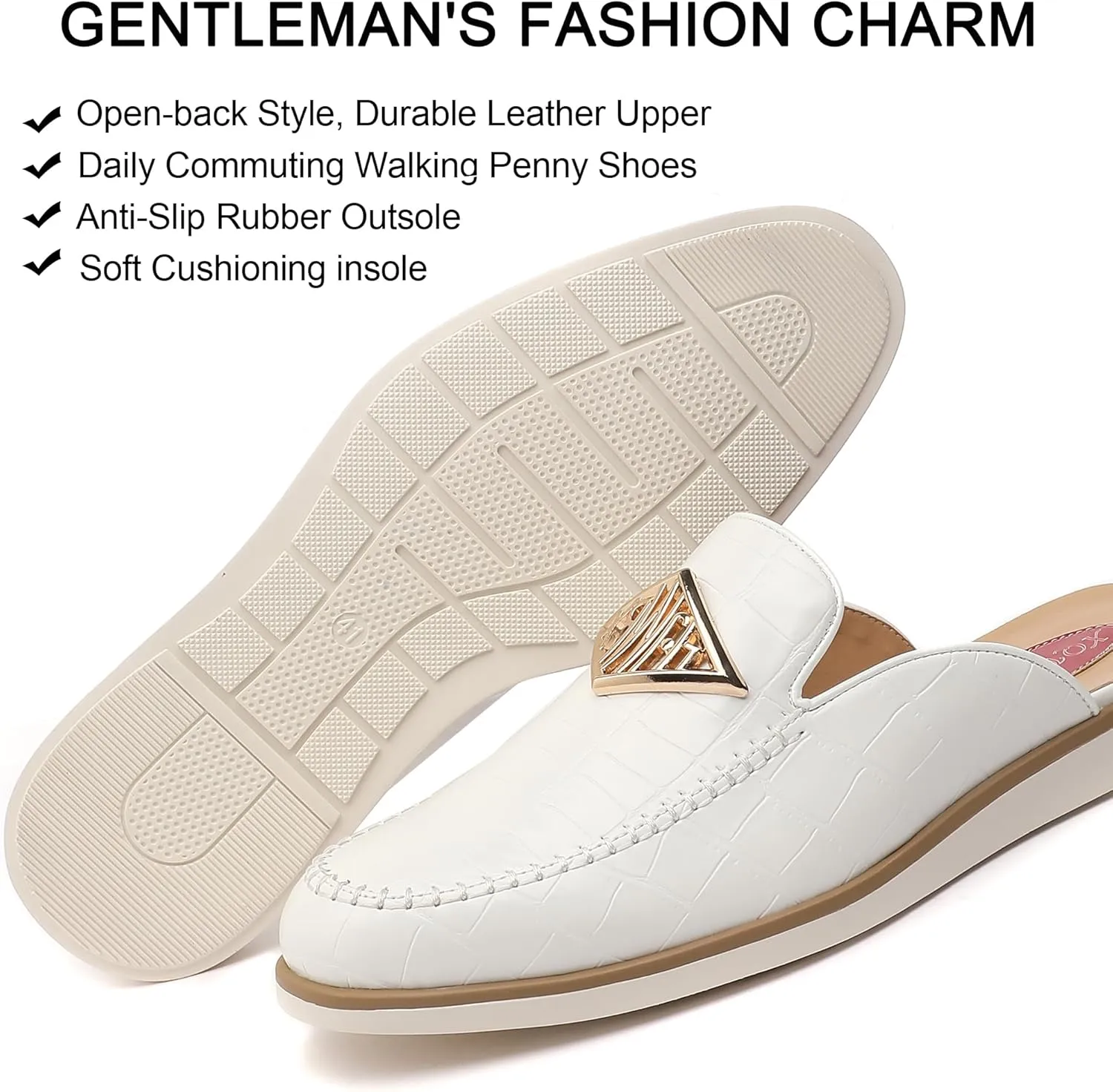 Men's Casual Slip-on Mule Loafer,Mens Fashion Backless Dress Slippers Comfy Lightweight Walking Penny Shoes for Men