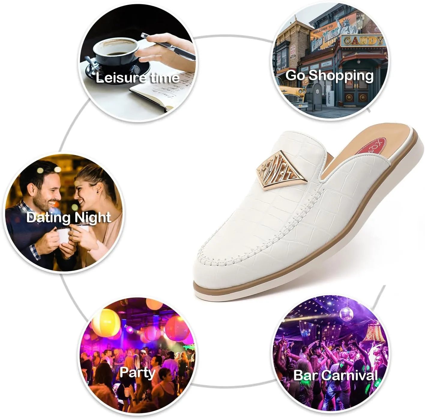 Men's Casual Slip-on Mule Loafer,Mens Fashion Backless Dress Slippers Comfy Lightweight Walking Penny Shoes for Men