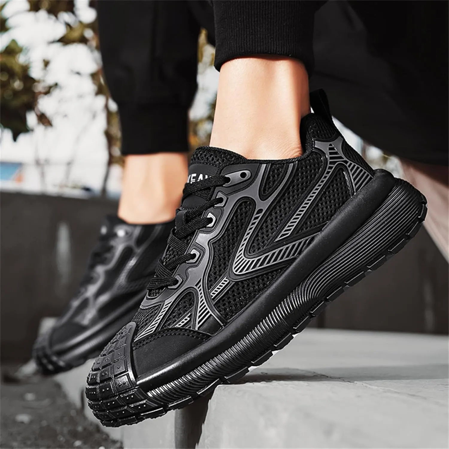 Men's Fashion Breathable Mesh Lace Up Sneakers Casual Platform Running Tennis Shoes for Athletic Gym Workout Training Walking