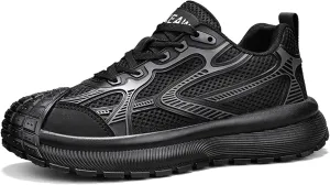 Men's Fashion Breathable Mesh Lace Up Sneakers Casual Platform Running Tennis Shoes for Athletic Gym Workout Training Walking
